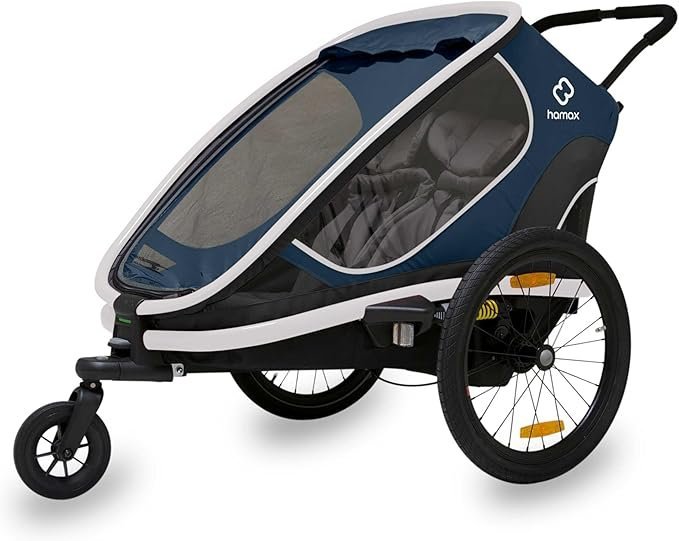 Remorque velo enfant 2 places Hamax Outback – navy / white