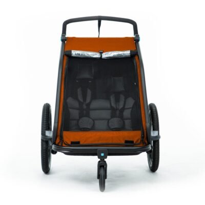 Remorque velo enfant​ CUBE Double CMPT Kinder – X Actionteam – grey´n´orange