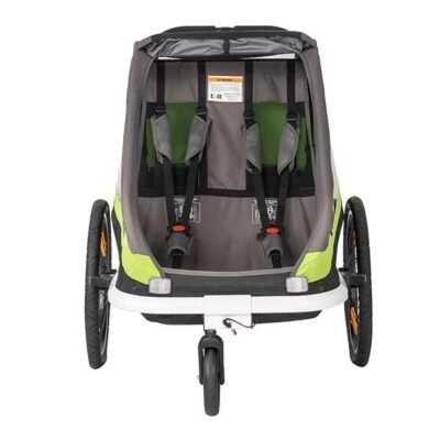 Remorque hamax traveller Bike Trailer for 2 Kids, incl. drawbar and buggy wheel – green/grey